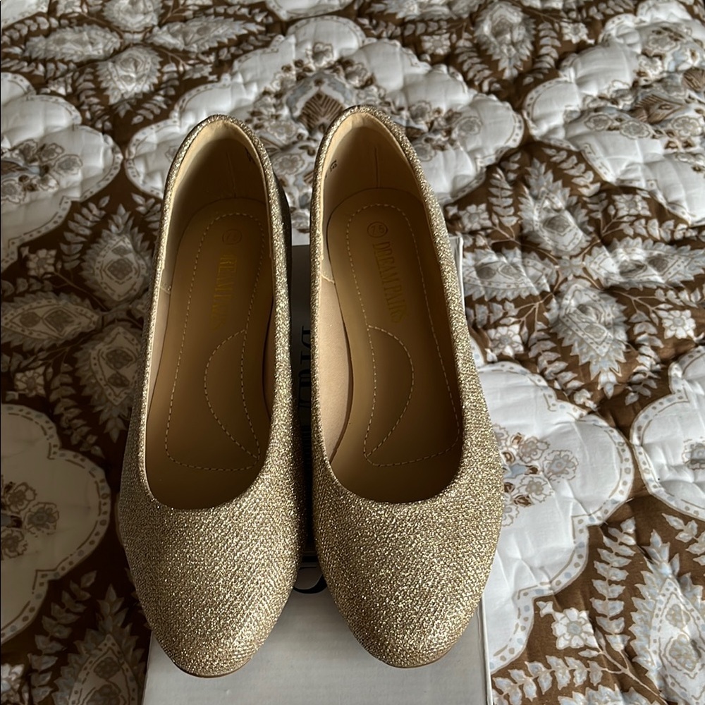 Dreampairs Mila Elegant Gold Women's Shoes With Low Heel
